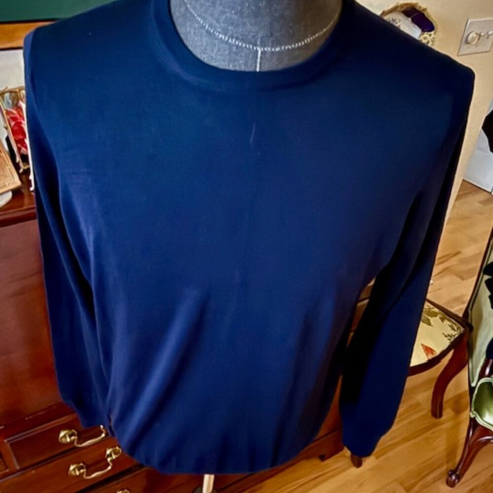 Gran Sasso of Italy, 100% Virgin Wool LS Crew Neck Sweater, Sz50 EU, Navy Nw/oT